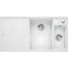 Kép 1/7 - BLANCO AXIA III 6 S Silgranit mosogatótálca, jobbos medencével, fehér, fa vágódeszkával, excenterrel