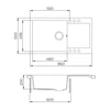 Kép 3/3 - EVIDO Cubo XL 6S compact gránit mosogató, 860 x 500 mm, platina