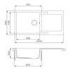 Kép 3/3 - EVIDO Cubo XL 6S gránit mosogató, 1000 x 500 mm, platina