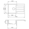 Kép 3/3 - EVIDO Easy 45S gránit mosogató, 760 x 440 mm, avena