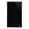 Kép 1/2 - SMEG DOMINO KERÁMIA FŐZŐLAP, Universal design, 30 cm, 4 főzőzóna, fekete üveg, inox keret