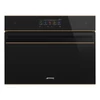 SMEG KOMPAKT KOMBINÁLT GŐZSÜTŐ, Dolce Stil Novo design, Galileo, 45 cm, nagy TFT, fekete üveg, réz dísz