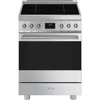 SMEG PIROLITIKUS SZABADONÁLLÓ TŰZHELY, Classica design, 60 cm, 1 sütőtér, indukciós főzőlap, inox