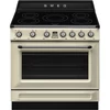 SMEG PIROLITIKUS SZABADONÁLLÓ TŰZHELY, Victoria design, 90 cm, 1 sütőtér, indukciós főzőlap, bézs