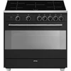 SMEG SZABADONÁLLÓ TŰZHELY, Classica design, 90 cm, 1 sütőtér, indukciós főzőlap, 5 főzőzóna, antracit
