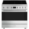 SMEG SZABADONÁLLÓ TŰZHELY, Classica design, 90 cm, 1 sütőtér, indukciós főzőlap, 9 funkció, inox