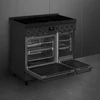 Kép 4/5 - SMEG SZABADONÁLLÓ TŰZHELY, Classica design, 90 cm, 2 sütőtér, indukciós főzőlap, fekete gombok és fogantyúk, matt fekete