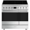 SMEG SZABADONÁLLÓ TŰZHELY, Classica design, 90 cm, 2 sütőtér, indukciós főzőlap, inox