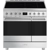 Kép 1/5 - SMEG SZABADONÁLLÓ TŰZHELY, Classica design, 90 cm, 2 sütőtér, indukciós főzőlap, pirolitikus tisztítás, inox
