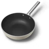 SMEG WOK SERPENYŐ, 30 cm, rozsdamentes acél fogantyú, matt bézs
