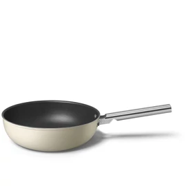 SMEG WOK SERPENYŐ, retro, rozsdamentes acél fogantyú, 30 cm, bézs