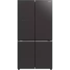HITACHI alulfagyasztós hűtőszekrény, 90x184 cm, mályva szürke üveg