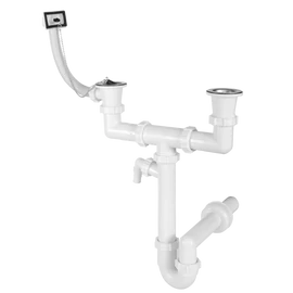 Lefolyógarnitúra szifonnal .2medencés mosogatóhoz .ST-BL-04   1 1/2 "