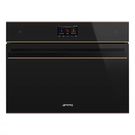 SMEG KOMBINÁLT KOMPAKT GŐZPÁROLÓ-SÜTŐ,DSN ,16 funkció,5 gőzfunkció,TFT kijelző,fekete üveg réz díszítéssel