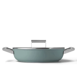 SMEG ALACSONY LÁBAS FEDŐVEL, 28 cm, edzett üveg fedő, rozsdamentes acél fogantyú, matt smaragdzöld