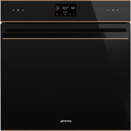 SMEG PIROLITIKUS HŐLÉGKEVERÉSES SÜTŐ, Dolce Stil Novo design, Galileo, 60 cm, ES LCD, fekete üveg, réz dísz