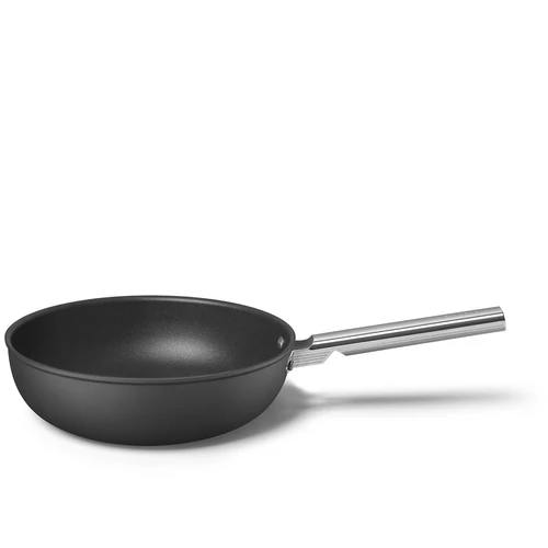 SMEG WOK SERPENYŐ, retro, rozsdamentes acél fogantyú, 30 cm, fekete