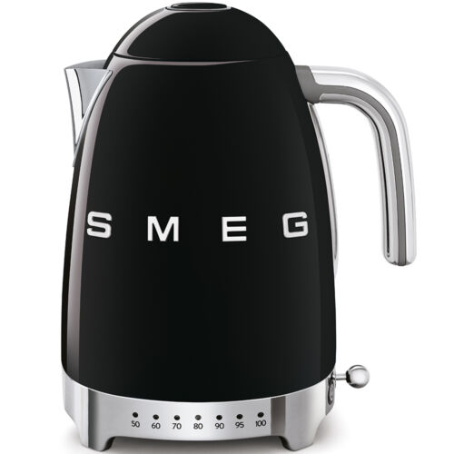 SMEG retro vízforraló, állítható hőm.,3D logó, fekete