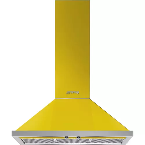 SMEG KÜRTŐS PÁRAELSZÍVÓ, Portofino design, 90 cm, szálcsiszolt rozsdamentes acél/sárga