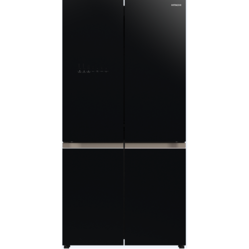 HITACHI alulfagyasztós hűtőszekrény, 90x184 cm, kristályfekete üveg