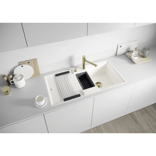 BLANCO ADIRA 6S-F fehér mosogatótálca, excenterrel, SZINTBE ÉPÍTÉS