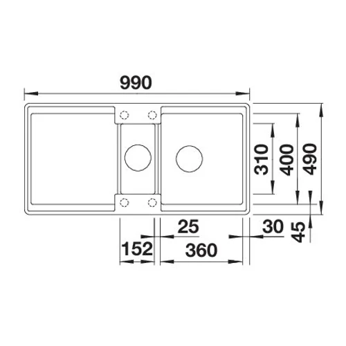 BLANCO ADIRA 6S-F fehér mosogatótálca, excenterrel, SZINTBE ÉPÍTÉS