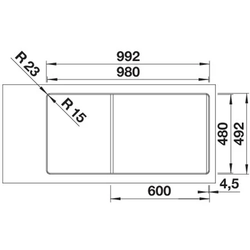 BLANCO ADIRA 6S-F fekete mosogatótálca, excenterrel, SZINTBE ÉPÍTÉS