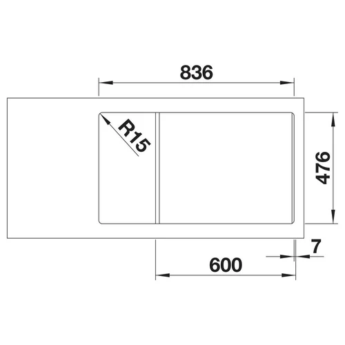 BLANCO ANDANO XL 6 S-IF Compact selyemfényű rozsdamentes acél mosogató, balos, lefolyó-távműködtetővel