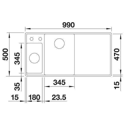 BLANCO AXIA III 6 S-F SILGRANIT mosogató, balos, kávé, üveg vágólappal, lefolyó-távműködtetővel