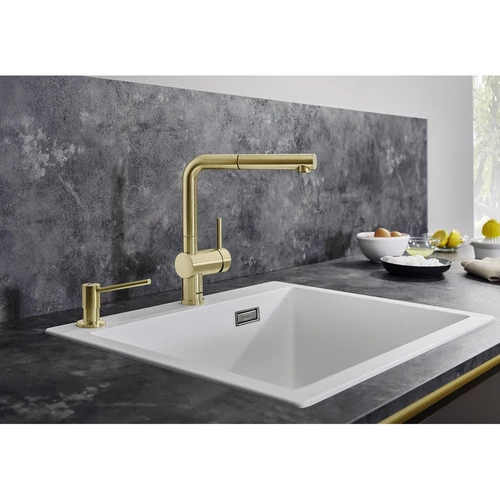 BLANCO LINUS-S kihúzható fejes csaptelep, satin gold, HD