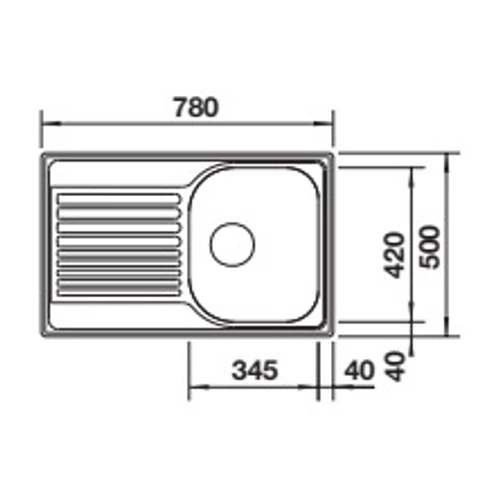 BLANCO TIPO 45 S compact, mosogatótálca, natúr rozsdamentes acél excenter nélkül (207830 mos+222404 lef)