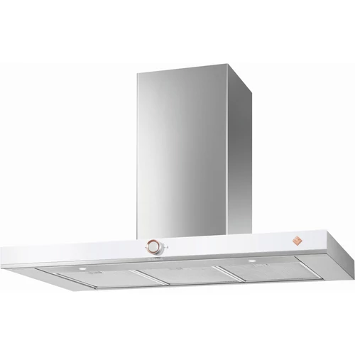 De Dietrich fali páraelszívó, kürtős, 90 cm, inox/fehér üveg front/réz díszítés