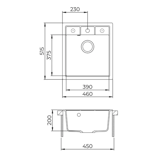 EVIDO EASY 45 gránit mosogató, 460 x 515 mm, fehér