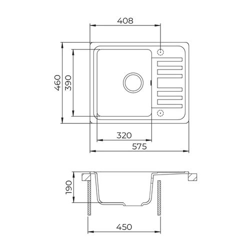 EVIDO HOME 45 S Compact gránit mosogató, 575 x 460 mm, fehér