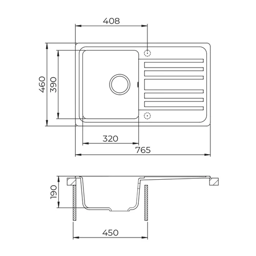 EVIDO HOME 45 S gránit mosogató, 765 x 460 mm, fehér