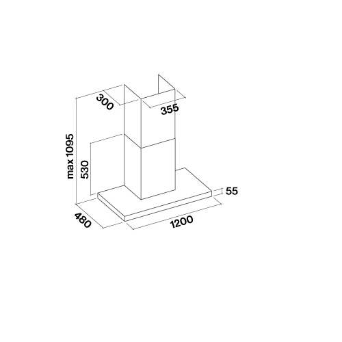 FALMEC LUMINA LED NRS fali páraelszívó, 120 cm, inox/fekete üveg