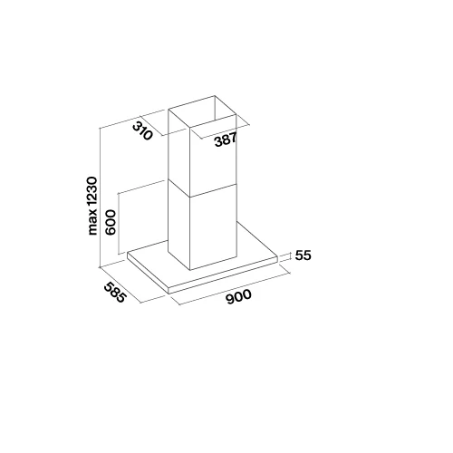 FALMEC LUMINA LED NRS sziget páraelszívó, 90 cm, inox/üveg