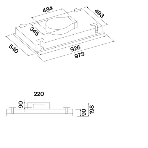 FALMEC STELLA PLUS mennyezeti páraelszívó, 90 cm, fekete, (motor nélkül)
