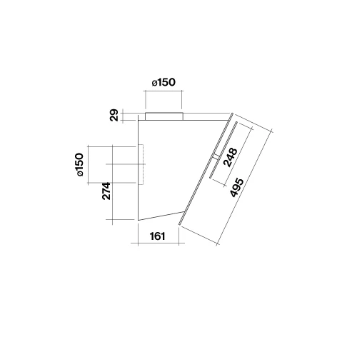 FALMEC VERSO EASY fali páraelszívó, 55 cm, fekete üveg, (keringetés)