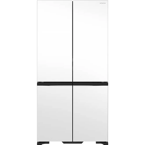 HITACHI alulfagyasztós hűtőszekrény, 4 ajtós, 569 l, vákuum fiók, AutoDoor, matt fehér üveg