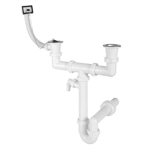 Lefolyógarnitúra szifonnal .2medencés mosogatóhoz .ST-BL-04   1 1/2 