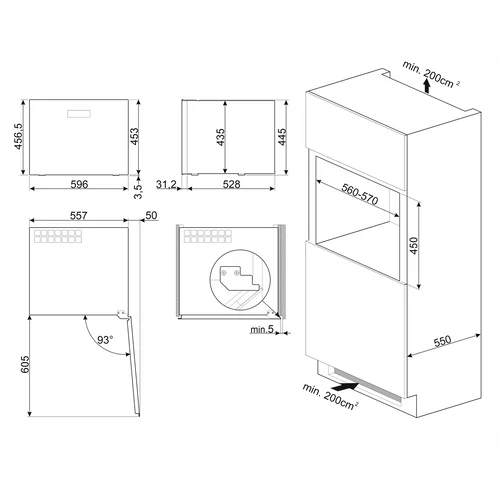 SMEG BEÉPÍTHETŐ BORHŰTŐ, Classica design, 45 cm, 20 palack, fordítható ajtó, inox