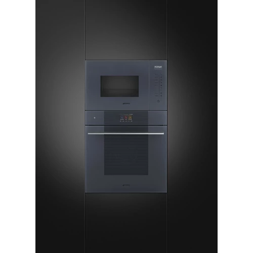 SMEG BEÉPÍTHETŐ MIKROHULLÁMÚ SÜTŐ, Linea design, 25 liter, neptune szürke üveg