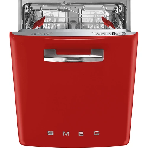 SMEG BEÉPÍTHETŐ MOSOGATÓGÉP, retro, 60 cm, 13 teríték, 10 funkció, 7 hőmérséklet, piros front