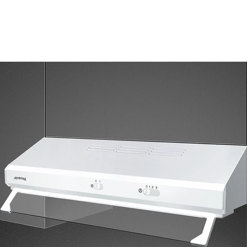 SMEG BEÉPÍTHETŐ PÁRAELSZÍVÓ, Universal design, 60 cm, kihajtható üveg front, fehér