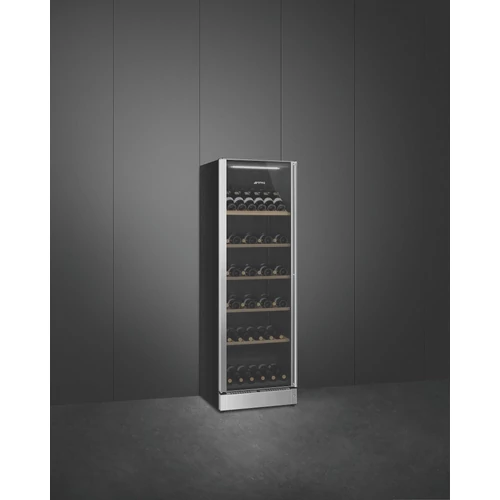 SMEG SZABADONÁLLÓ BORHŰTŐ, Classic design, 60x185 cm, bal oldali pántok, fekete és inox