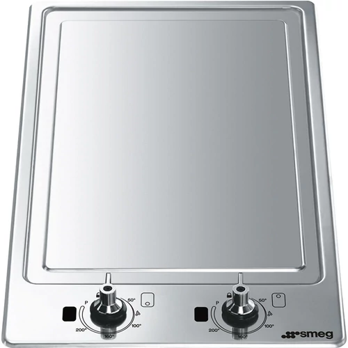 SMEG DOMINO GRILL TEPAN YAKI FŐZŐLAP, Classic design, 31 cm, 2 főzőzóna, szálcsizsolt inox