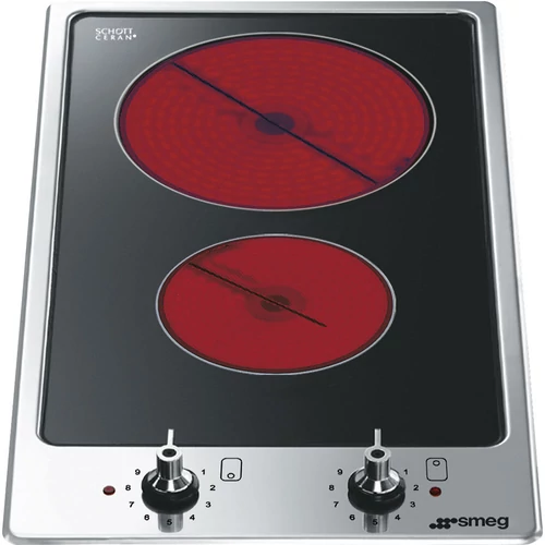 SMEG DOMINO KERÁMIA FŐZŐLAP, Classic design, 31 cm, 2 főzőzóna, inox