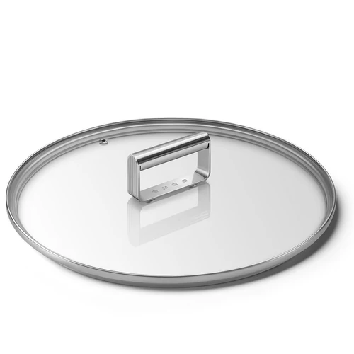 SMEG EDÉNY FEDÉL, 28 cm átmérő, edzett üveg, rozsdamentes acél peremmel és fogantyúval