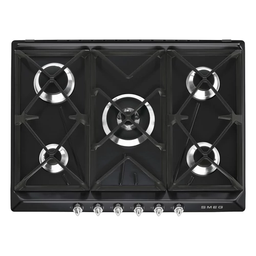 SMEG GÁZ FŐZŐLAP, Victoria design, 70 cm, 5 gázégő, fekete